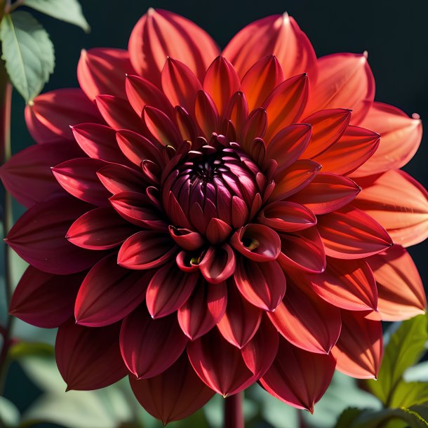 Photography of a red dahlia