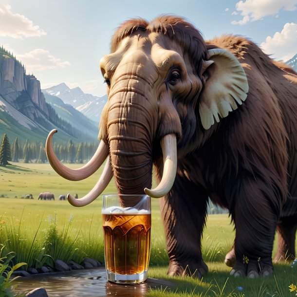 Pic of a drinking of a mammoth in the meadow