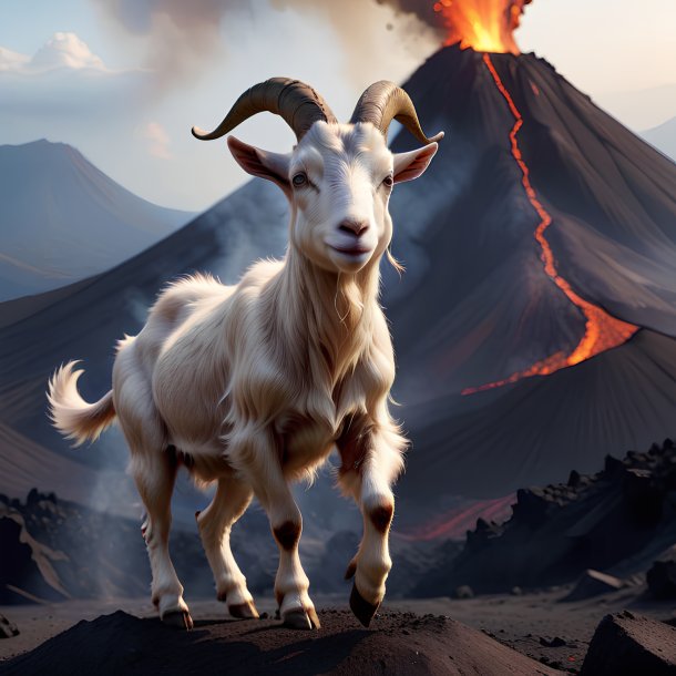 Photo d'une danse d'une chèvre dans le volcan