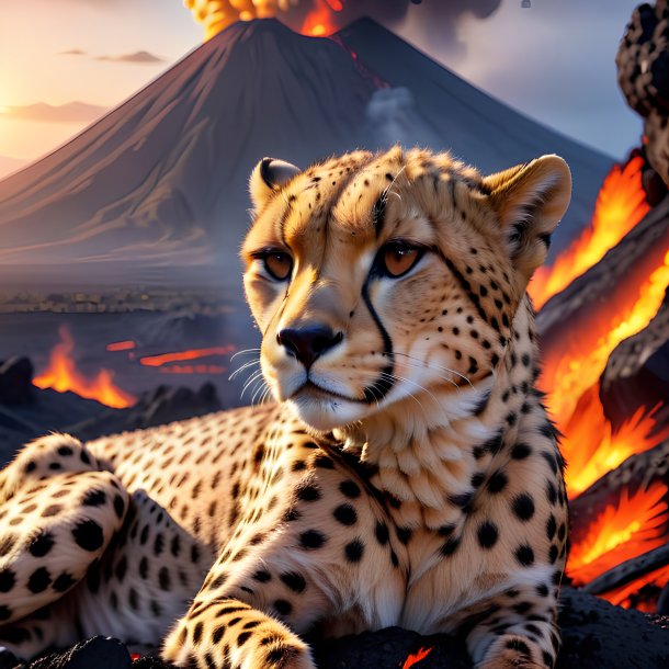 Pic of a sleeping of a cheetah in the volcano