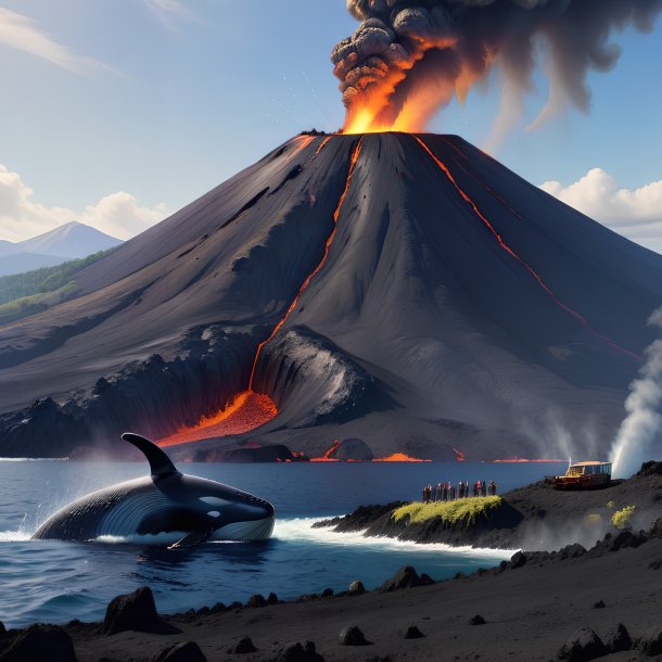 Pic of a waiting of a whale in the volcano