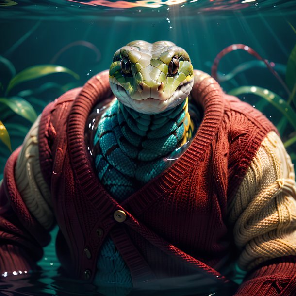 Picture of a snake in a sweater in the water