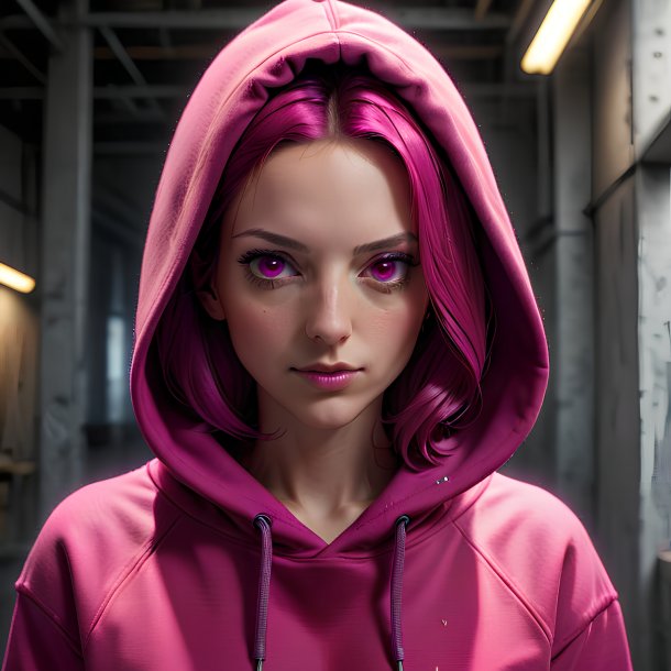 Portrait of a fuchsia hoodie from concrete