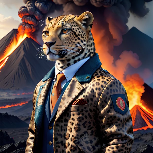 Image of a leopard in a jacket in the volcano