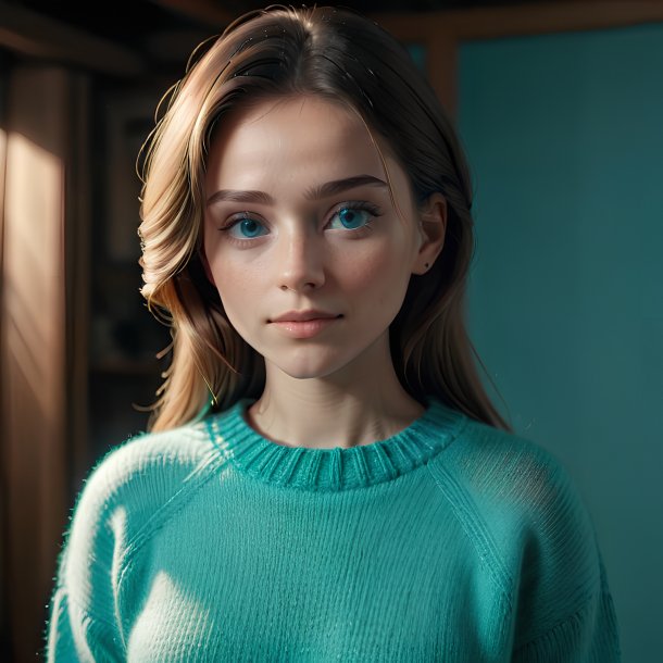 Portrait of a cyan sweater from clay