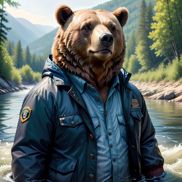 Drawing of a bear in a jacket in the river