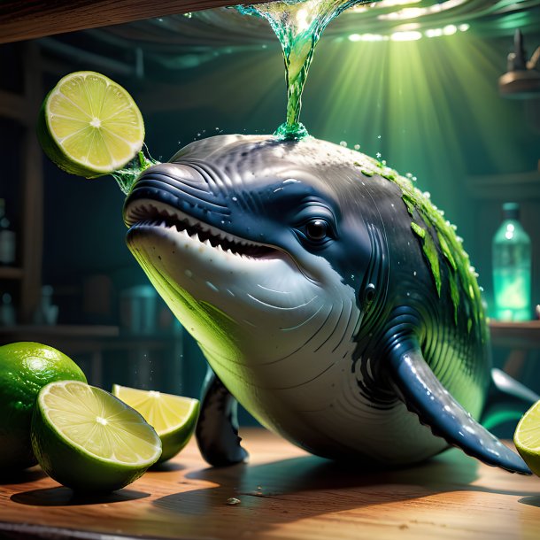 Image of a lime drinking whale