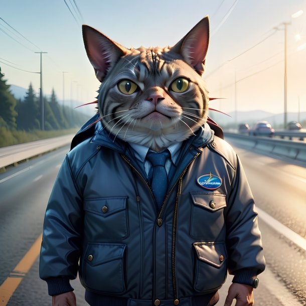 Illustration of a tuna in a jacket on the highway