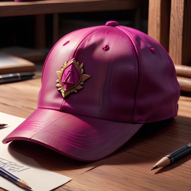 Drawing of a magenta cap from wood