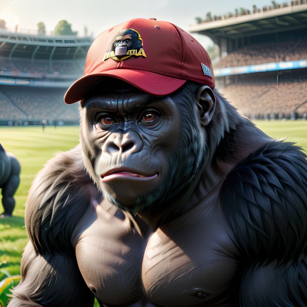 Picture of a gorilla in a cap on the field