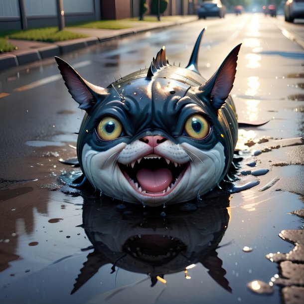 Image of a crying of a tuna in the puddle