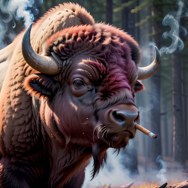 Pic of a maroon smoking bison