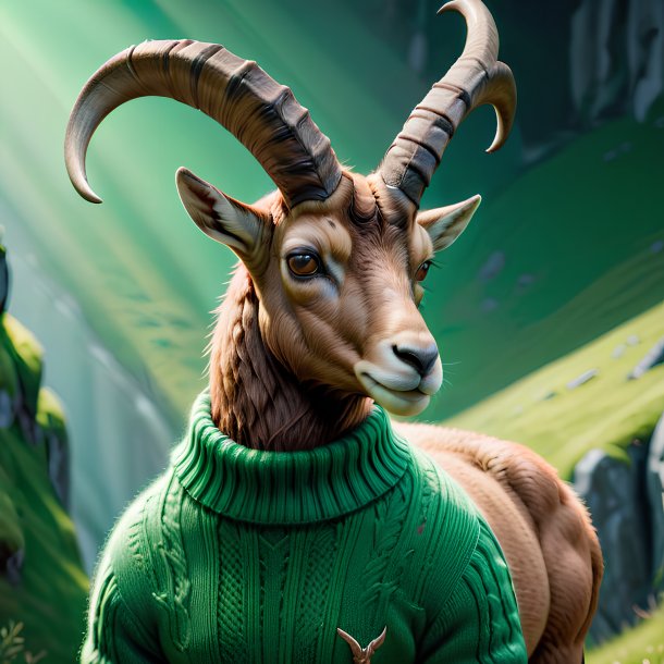 Picture of a ibex in a green sweater