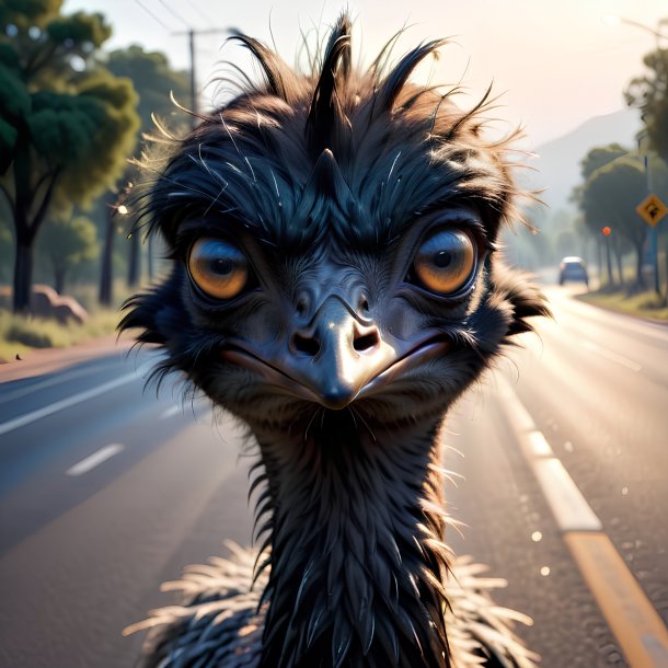 Pic of a crying of a emu on the road
