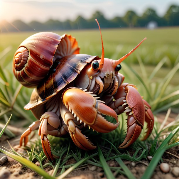 Photo of a playing of a hermit crab on the field