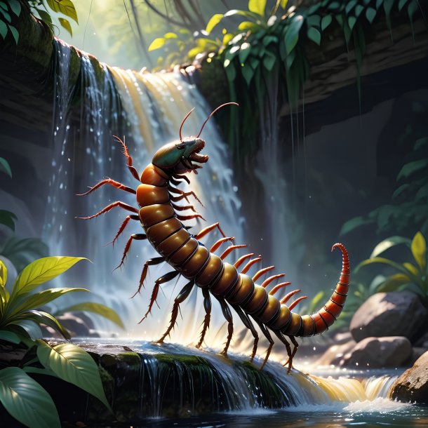 Pic of a dancing of a centipede in the waterfall
