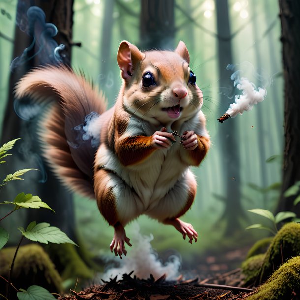 Pic of a smoking of a flying squirrel in the forest