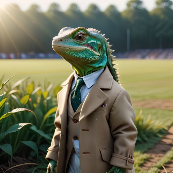 Imagen de un lagarto en un abrigo en el campo