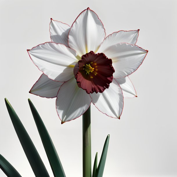 Sketch of a maroon narcissus, white
