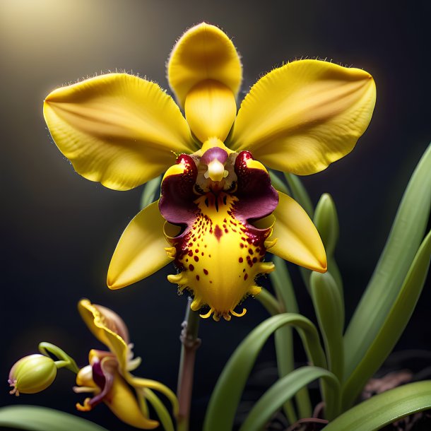 Clipart de una ophrys amarilla, orquídea mosca