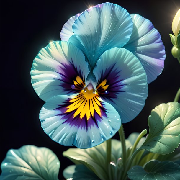 Illustration of a aquamarine pansy