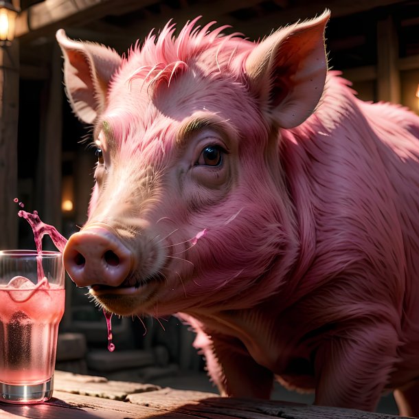 Image of a pink drinking boar