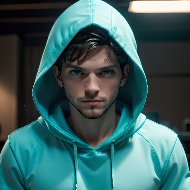 Image of a cyan hoodie from paper