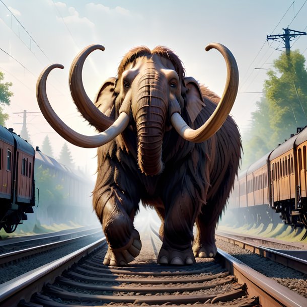 Image of a dancing of a mammoth on the railway tracks