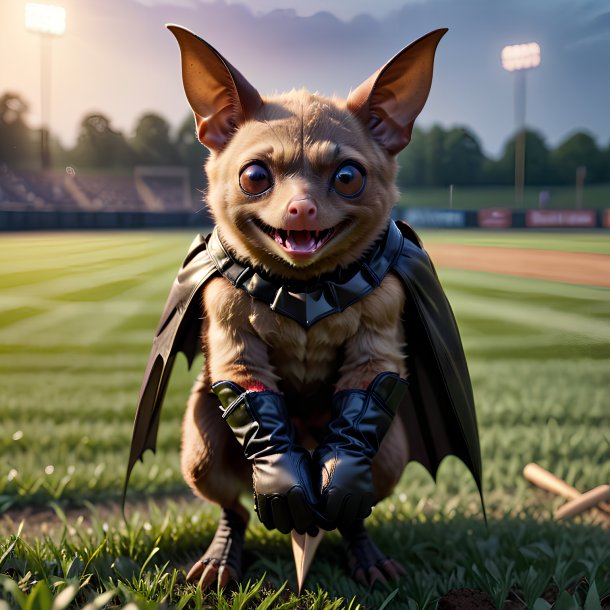 Pic of a bat in a gloves on the field