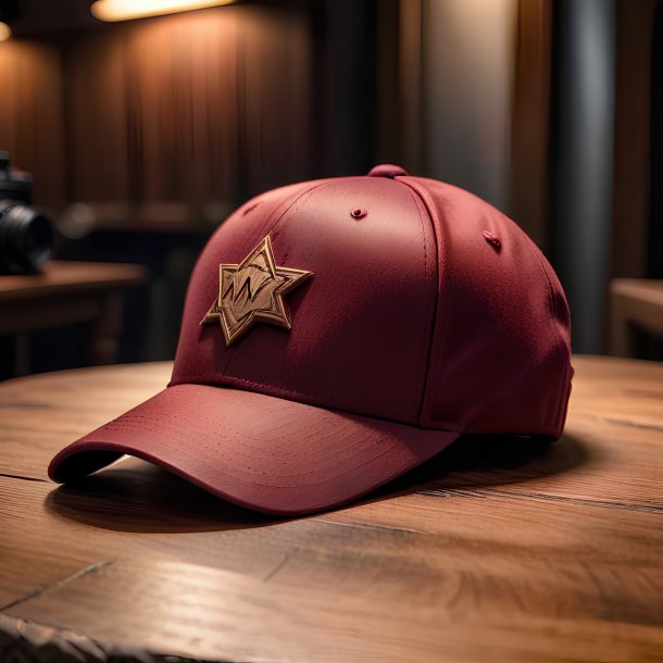 Photography of a maroon cap from wood