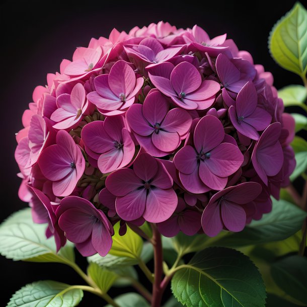 Foto de una magenta hortensia