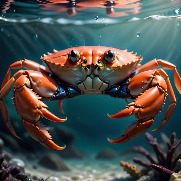 Pic d'un crabe dans un gants dans l'eau