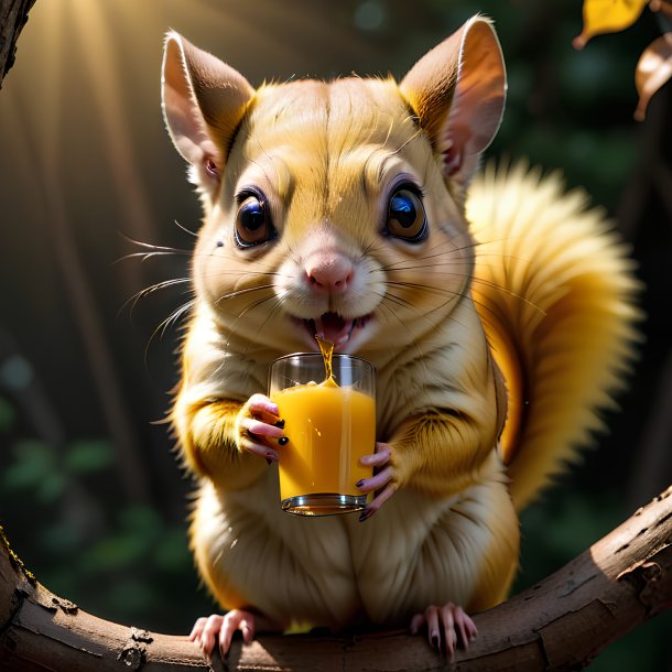 Pic of a yellow drinking flying squirrel