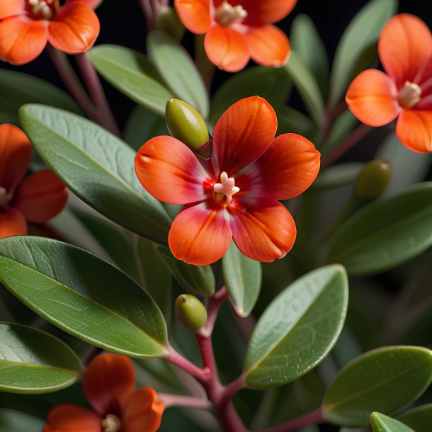 Photographie d'un pimpernel d'olive, rouge