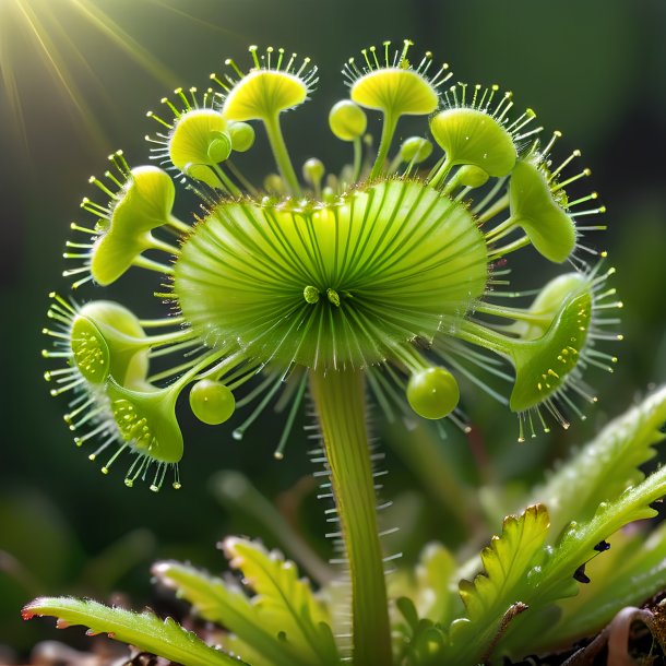 Sketch of a green round-leaved sundew