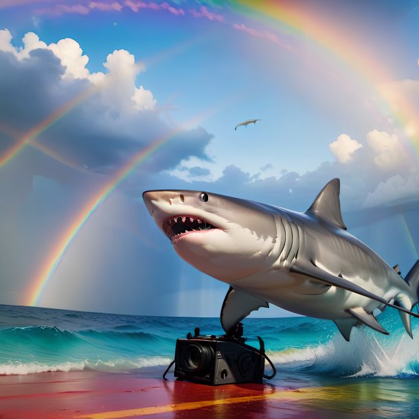 Picture of a waiting of a shark on the rainbow