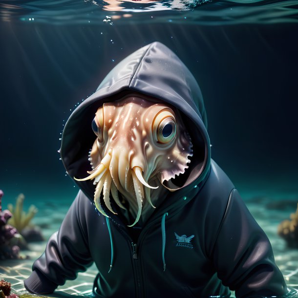 Pic of a cuttlefish in a hoodie in the water