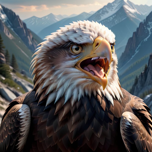 Photo of a angry of a eagle in the mountains