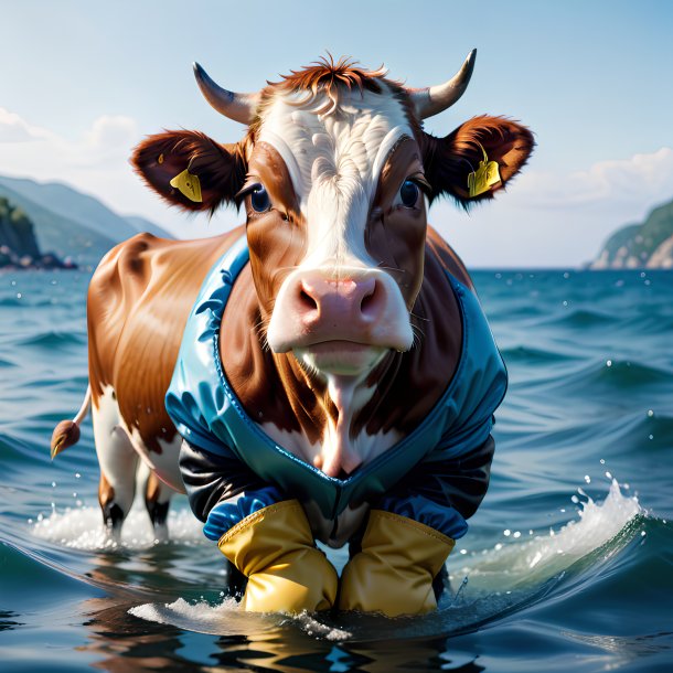 Pic of a cow in a gloves in the sea