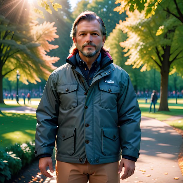 Picture of a salmon in a jacket in the park