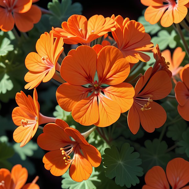 Clipart de un geranium naranja, escarlata