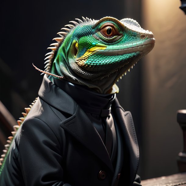 Image d'un lézard dans un manteau noir