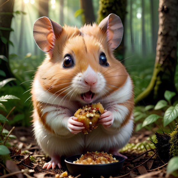 De um comer de um hamster na floresta