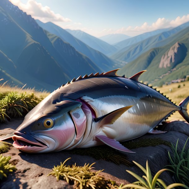 Picture of a sleeping of a tuna in the mountains