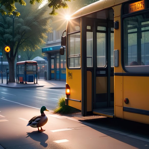 Photo d'une attente d'un canard sur l'arrêt de bus