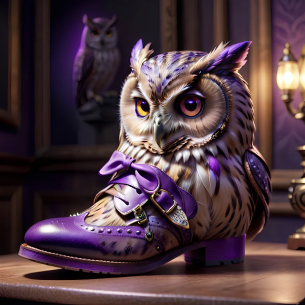 Image d'une chouette dans des chaussures violettes