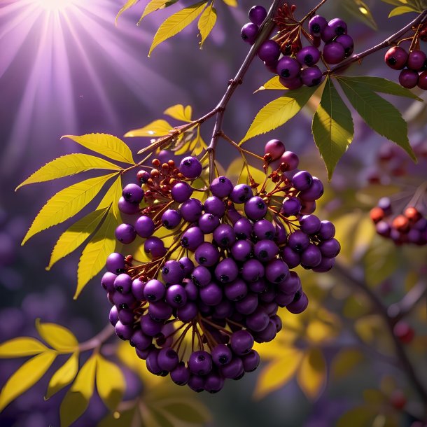 Portrayal of a purple rowan