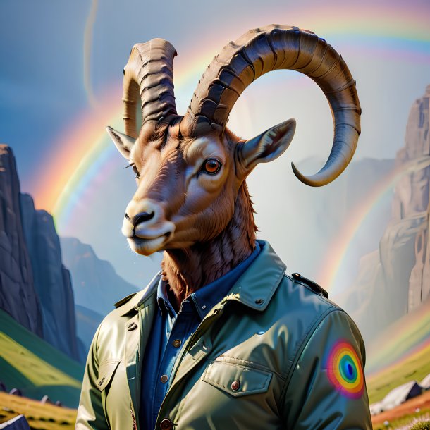 Photo of a ibex in a jacket on the rainbow