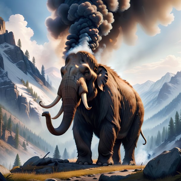 Image of a smoking of a mammoth in the mountains