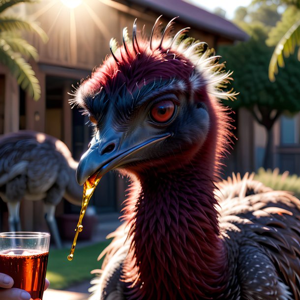 Pic of a maroon drinking emu